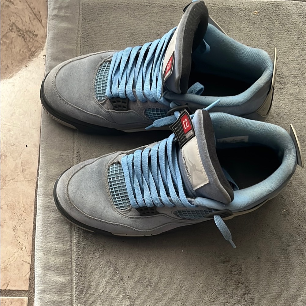 Blue and Gray Sneakers with Suede Upper and Padded Tongue